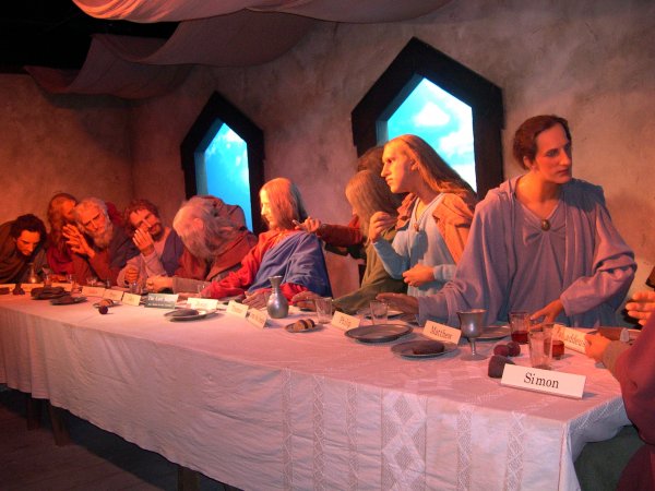 Just a bunch of guys having dinner.