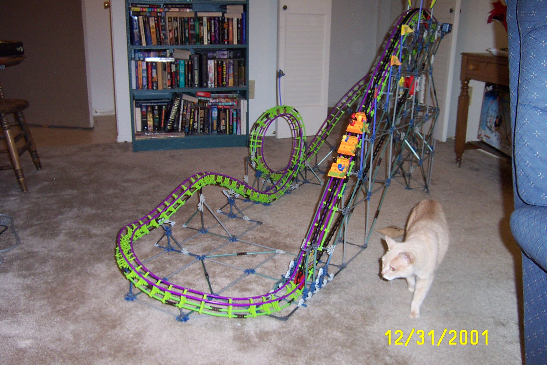 Look out!  There's a giant cat attacking the coaster!