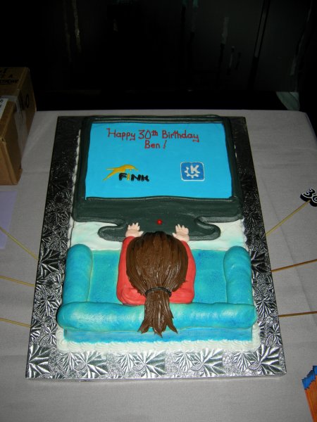 my cake -- it's me on the computer (working on Fink and KDE, of course)