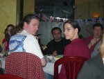 Cam and Holly (Nitin in the background, and, well, that's Tarus eating, or talking.  Probably talking. <grin>)