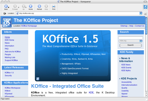 Konqueror on KDE-Mac 4