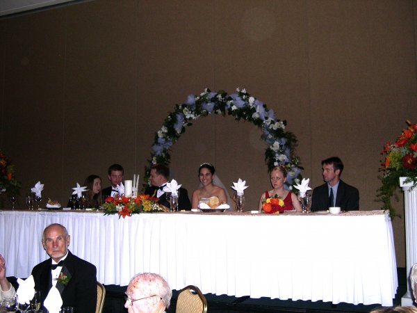 the wedding party at the reception