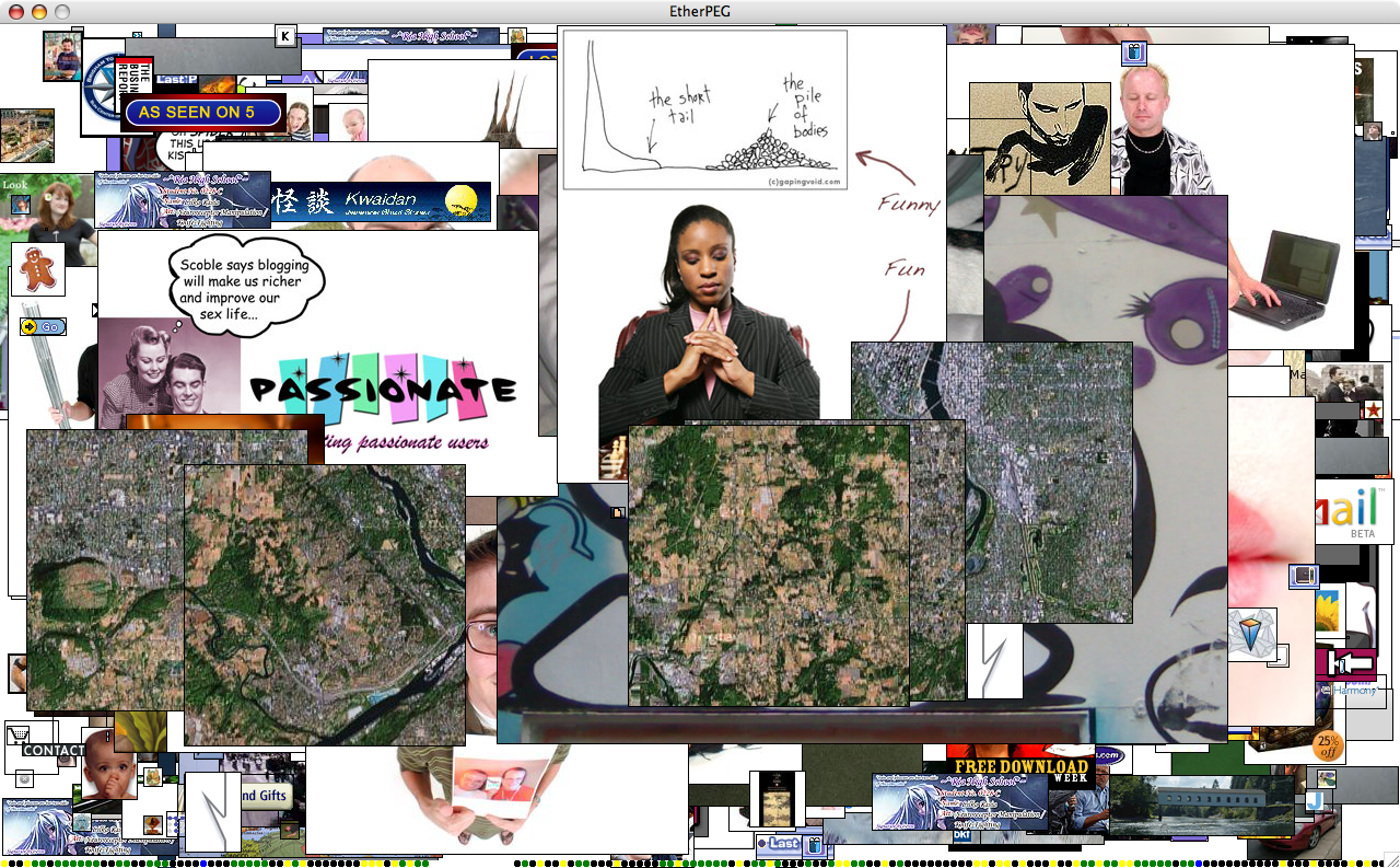 this is when Kathy Sierra's talk started -- a lot of people went to her blog, also some google maps stuff
