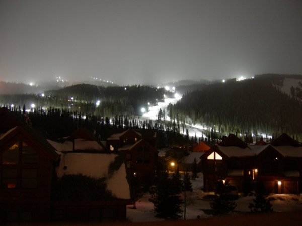 the view from our room up the slopes (at night)