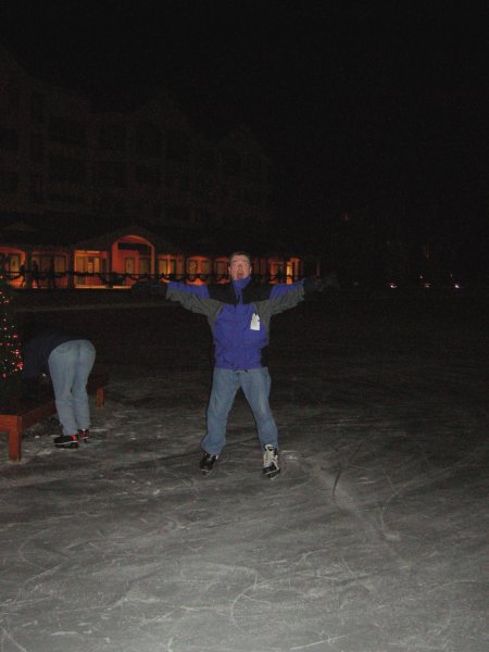 ice skating: Don's skating, and Cynthia's... mooning?