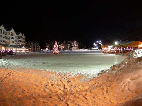 ice skating: the pond at night