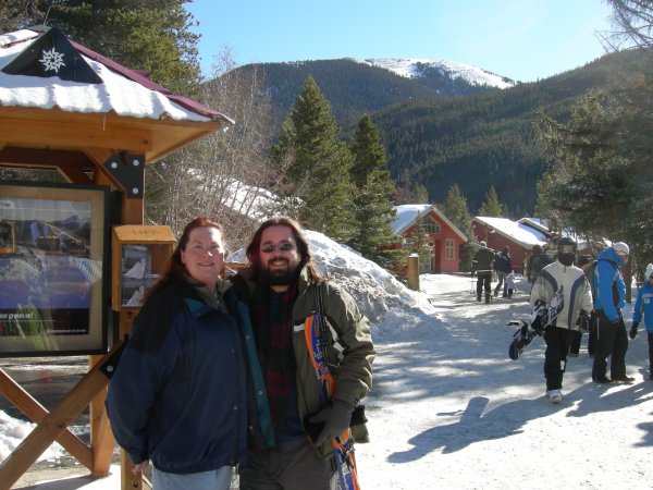 Cynthia and Ben, and a big-ass mountain in the background